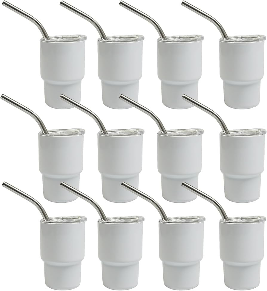 S-SNAIL-OO Mini Tumbler Shot Glass with Straw, Sublimation Double layer metal Cute Shot Glasses S... | Amazon (US)
