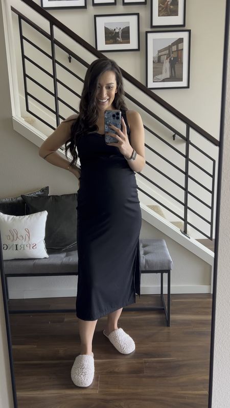 Maternity dress I’m currently loving! (Especially around the house in slippers) Such a cute summer dress, nice thick material and slits on the side. 

#LTKunder50 #LTKbump #LTKsalealert