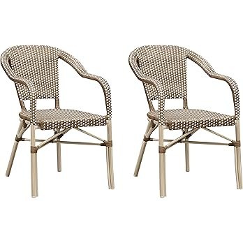 PURPLE LEAF Dining Chair Set of 2 Outdoor French Bistro Chairs Hand-Woven Aluminum Wicker Rattan ... | Amazon (US)
