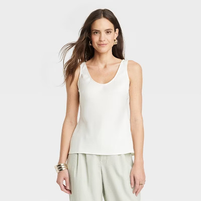 Women's Woven Shell Tank Top - A New Day™ White L | Target