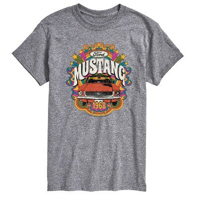 Men's Ford Mustang Vintage Groovy 1968 Short Sleeve Graphic T-Shirt - Athletic Heather - Large | Target