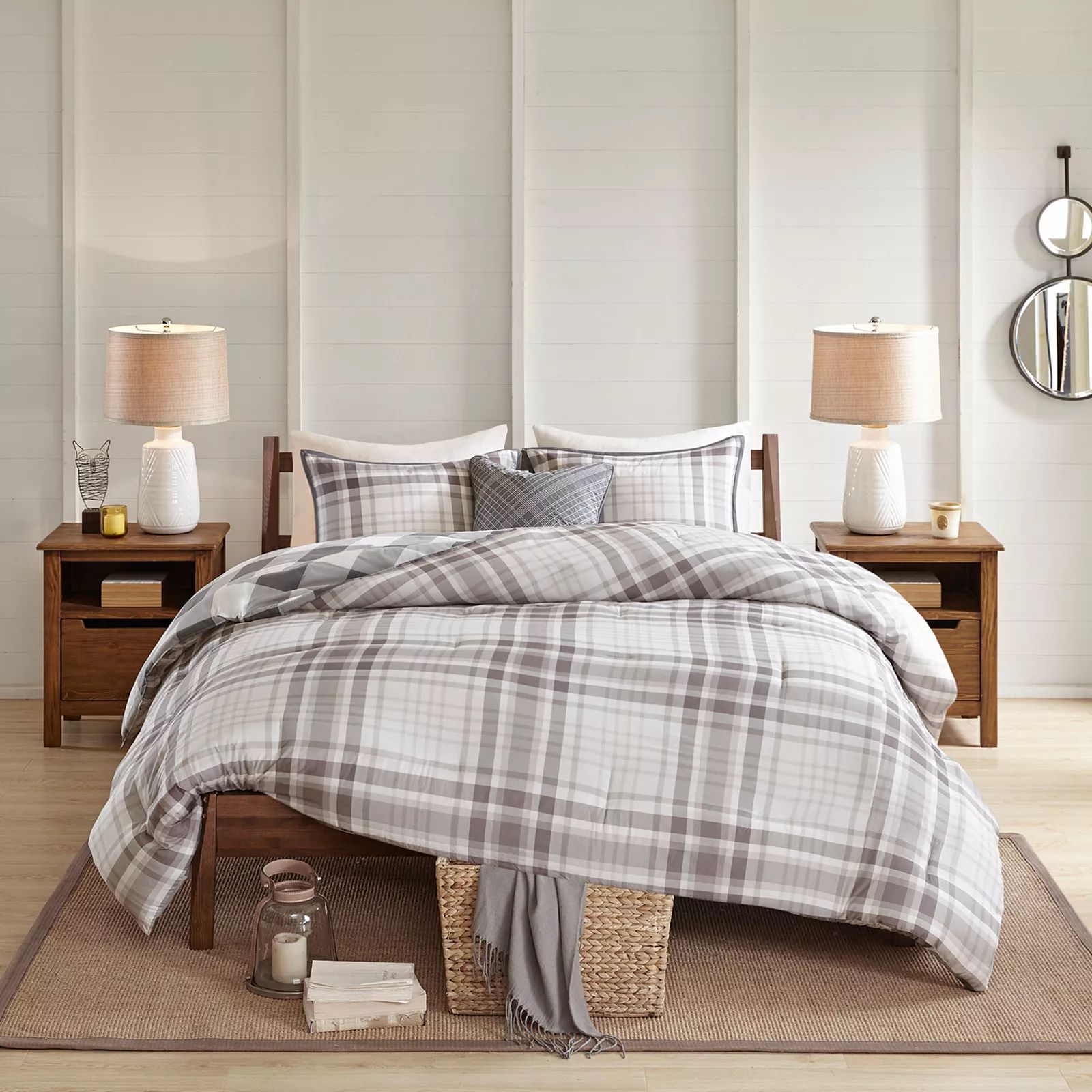 Madison Park Diedrick 4-Piece Cotton Printed Reversible Comforter Set, Grey, Full/Queen | Kohl's