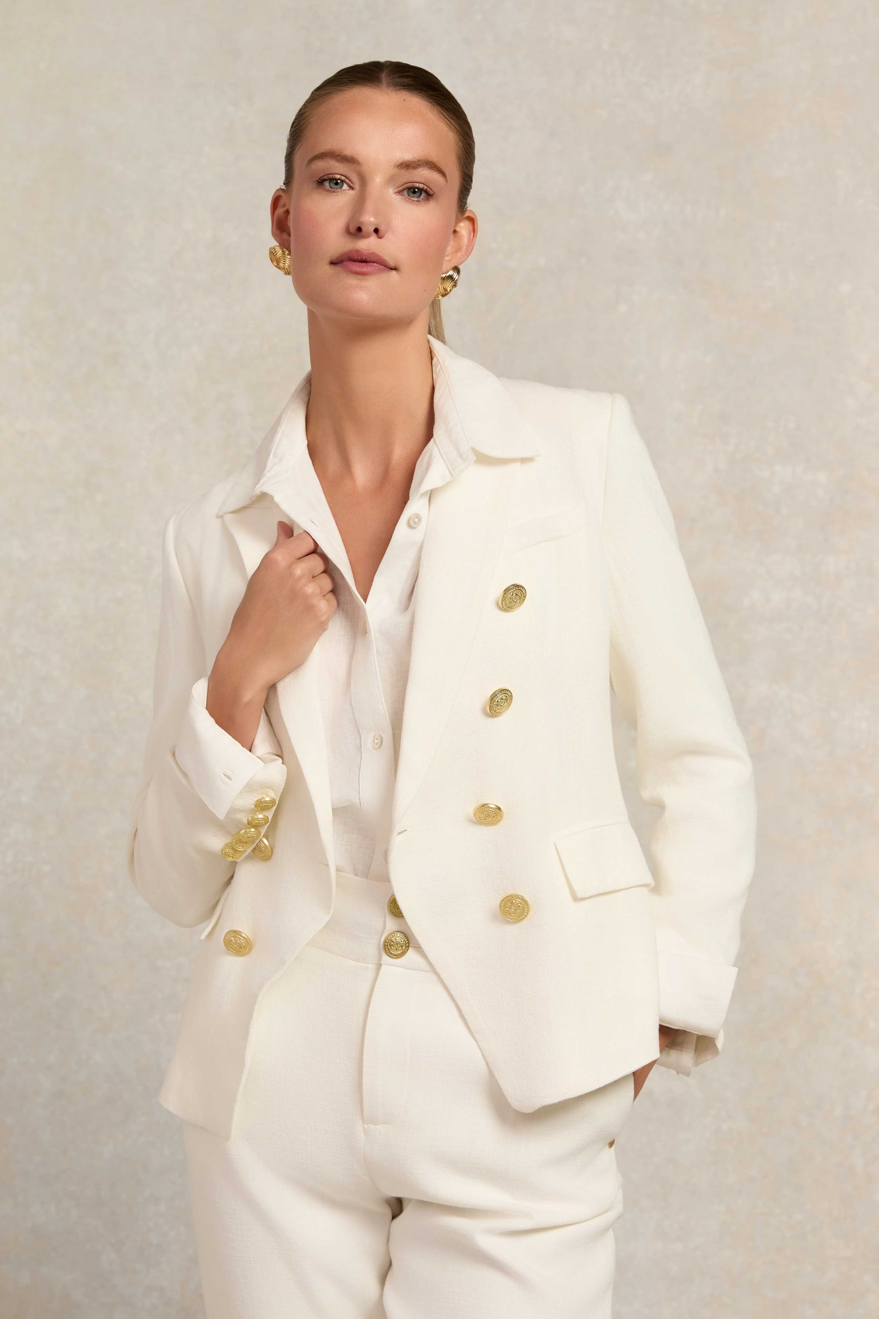 Knightsbridge Blazer (Oyster Linen) | Holland Cooper