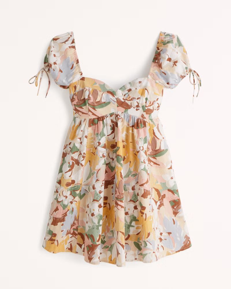 Abercrombie & Fitch Women's Puff Sleeve Babydoll Mini Dress in Multicolor Floral - Size S TLL | Abercrombie & Fitch (US)