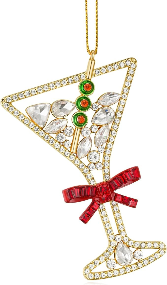 Christmas Ornaments 2024 Martini Ornament Hanging Ornaments for Christmas Tree Decorations,Bow Ch... | Amazon (US)