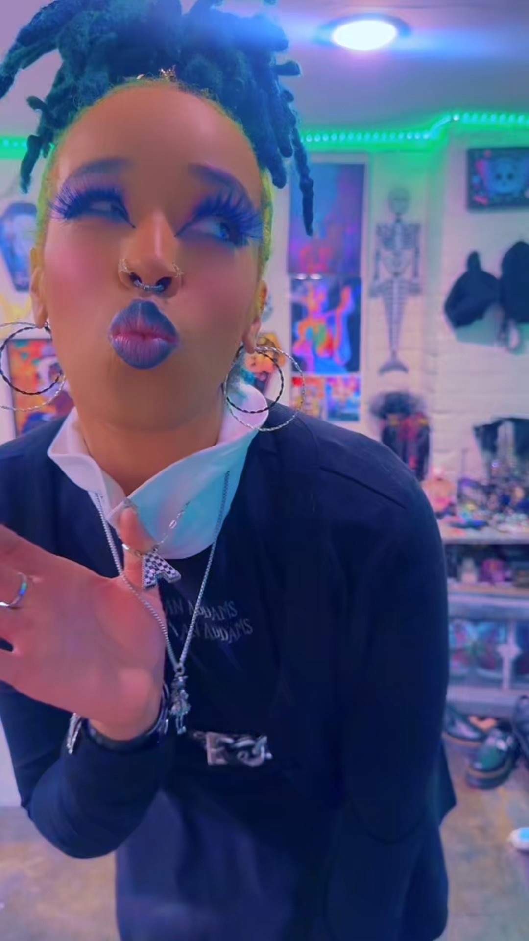 I thought this would be my first shop-able LTK post… turns out the only brand that’s on here is the shoes  …Anywhos here are the deets:
Dress & Cardigan: Wednesday Killstar Collab
Jeans: Fashion Nova
Shoes : Wednesday Croc Collab 
