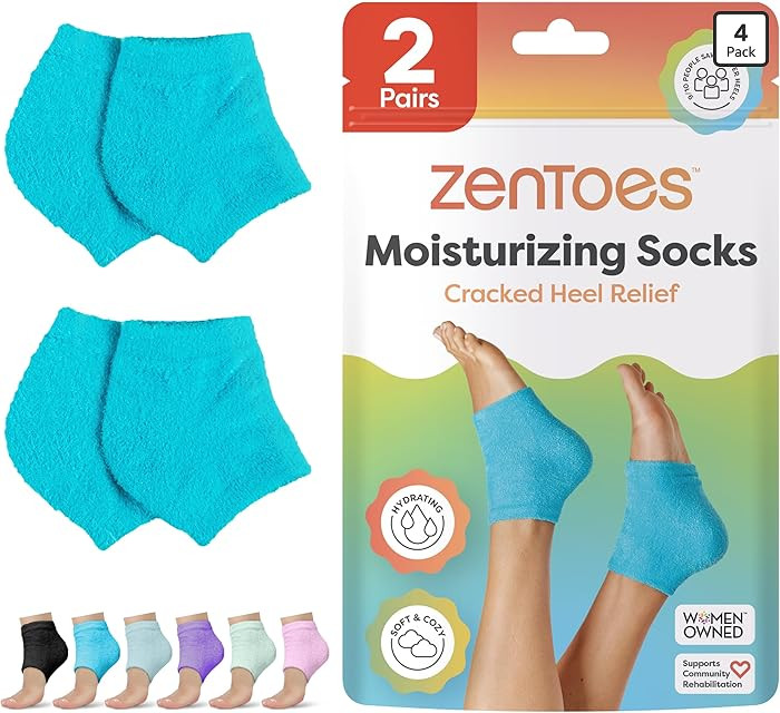 ZenToes Moisturizing Socks for Cracked Heel Treatment, Vitamin E, Olive Oil and Jojoba Oil Infuse... | Amazon (US)