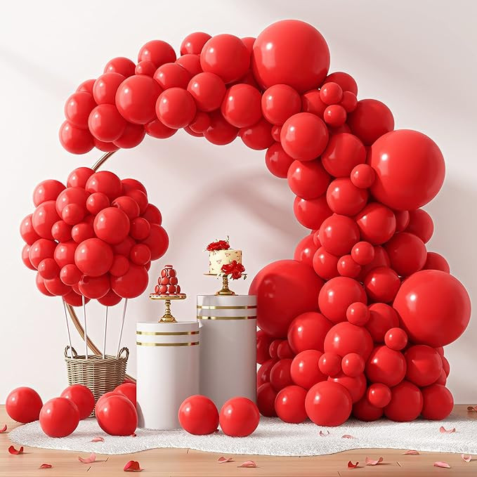 RUBFAC 129pcs Red Balloons Different Sizes 18 12 10 5 Inch for Garland Arch, Premium Red Latex Ba... | Amazon (US)