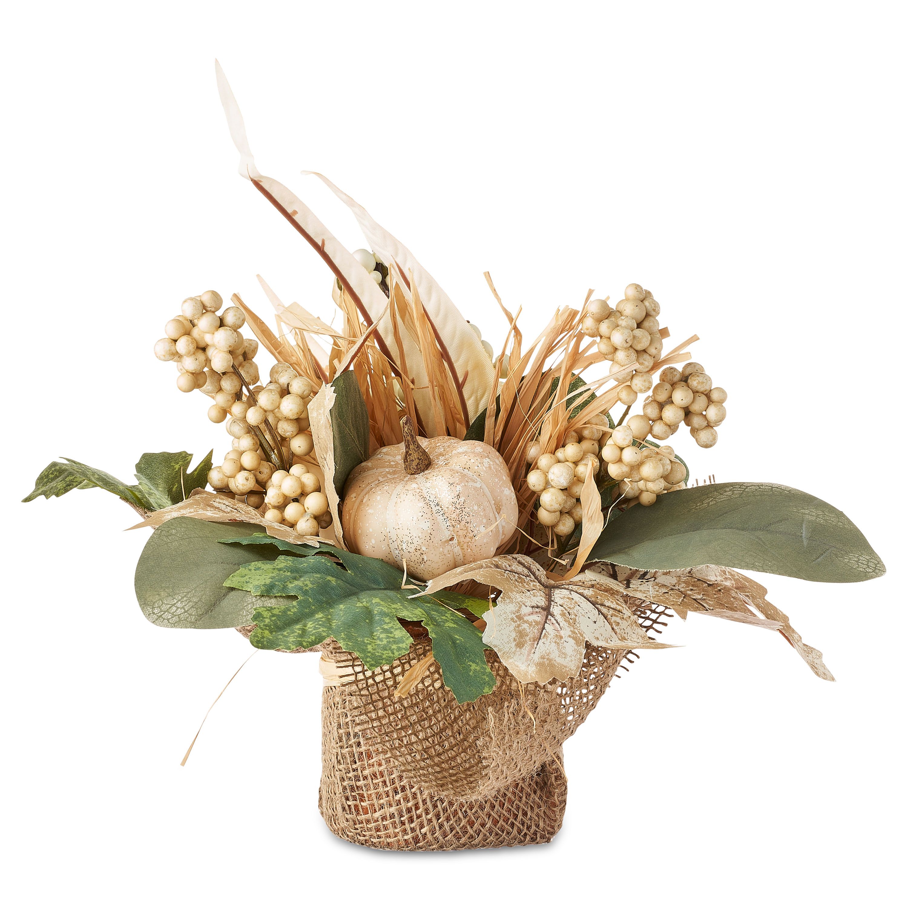 Way to Celebrate Harvest 6.5 Inches Burlap Potted Foam Pumpkin Arrangement - Walmart.com | Walmart (US)