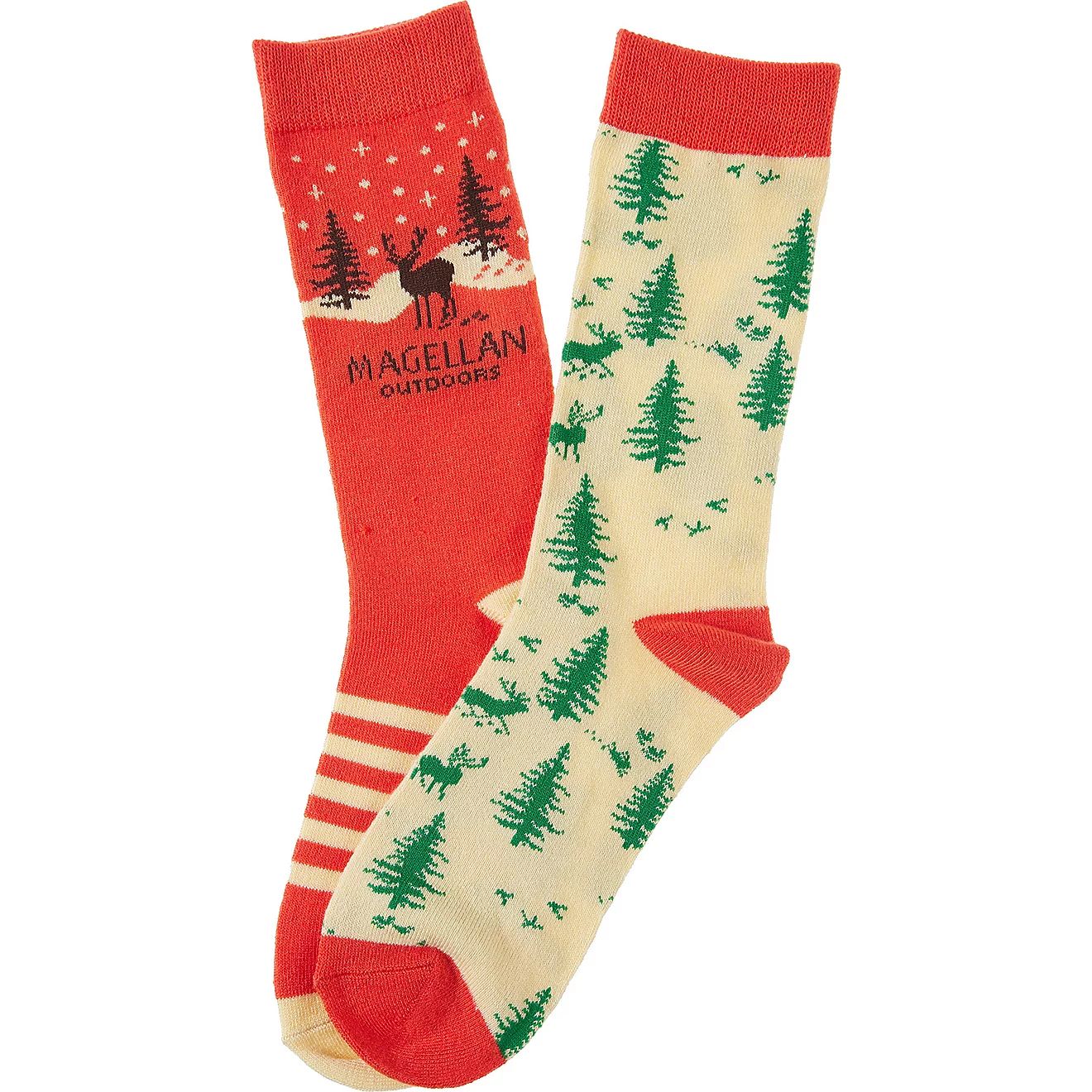Magellan Outdoors Adults' Holiday Trees Crew Socks 2-Pack | Academy Sports + Outdoors