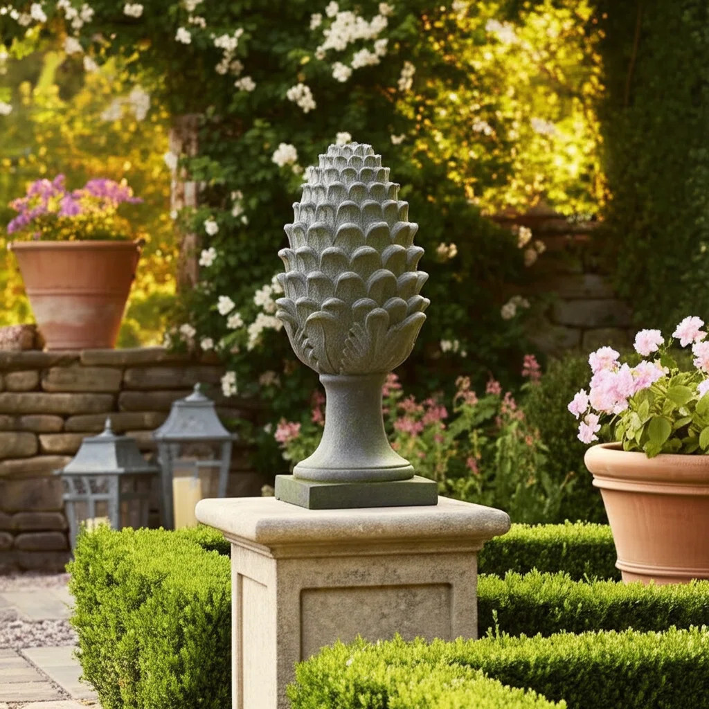 Garden Statuary Polyresin Pinecone Accent For Home Or Garden Use - 30" Gray | Wayfair North America