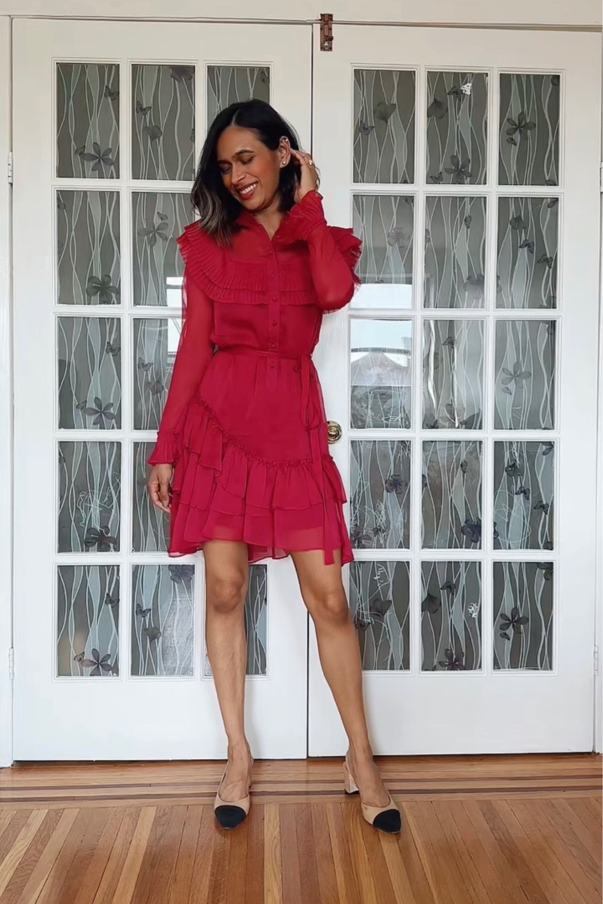 Step into work in style with this gorgeous chiffon dress from Ted Baker. The beautiful magenta color really makes you stand out in a crowd while making you look snatched! #TedBaker #OfficeOutfits 

#LTKWorkwear