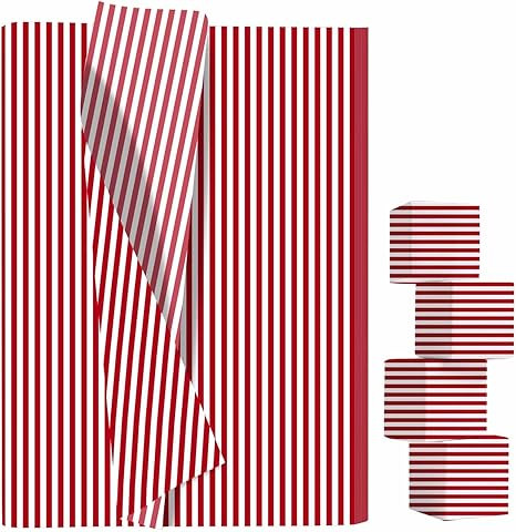 AVXINSOK 100 Sheets Red Striped Tissue Paper 14 x 20 Inches Red and White Striped Gift Wrapping T... | Amazon (US)