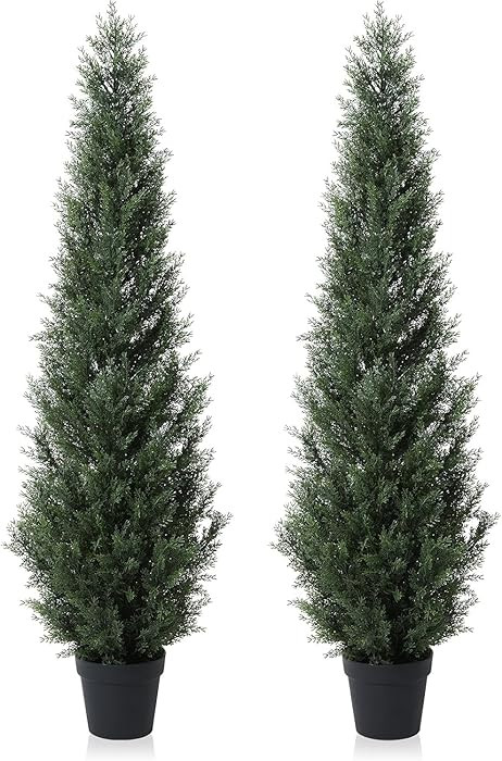 6 Feet Pre-Potted Evergreen Outdoor Artificial Cedar Tree for Front Porch Decor, Outdoor Entryway... | Amazon (US)
