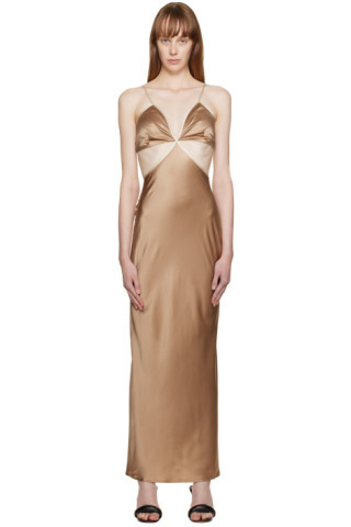 Brown Poppies Maxi Dress | SSENSE