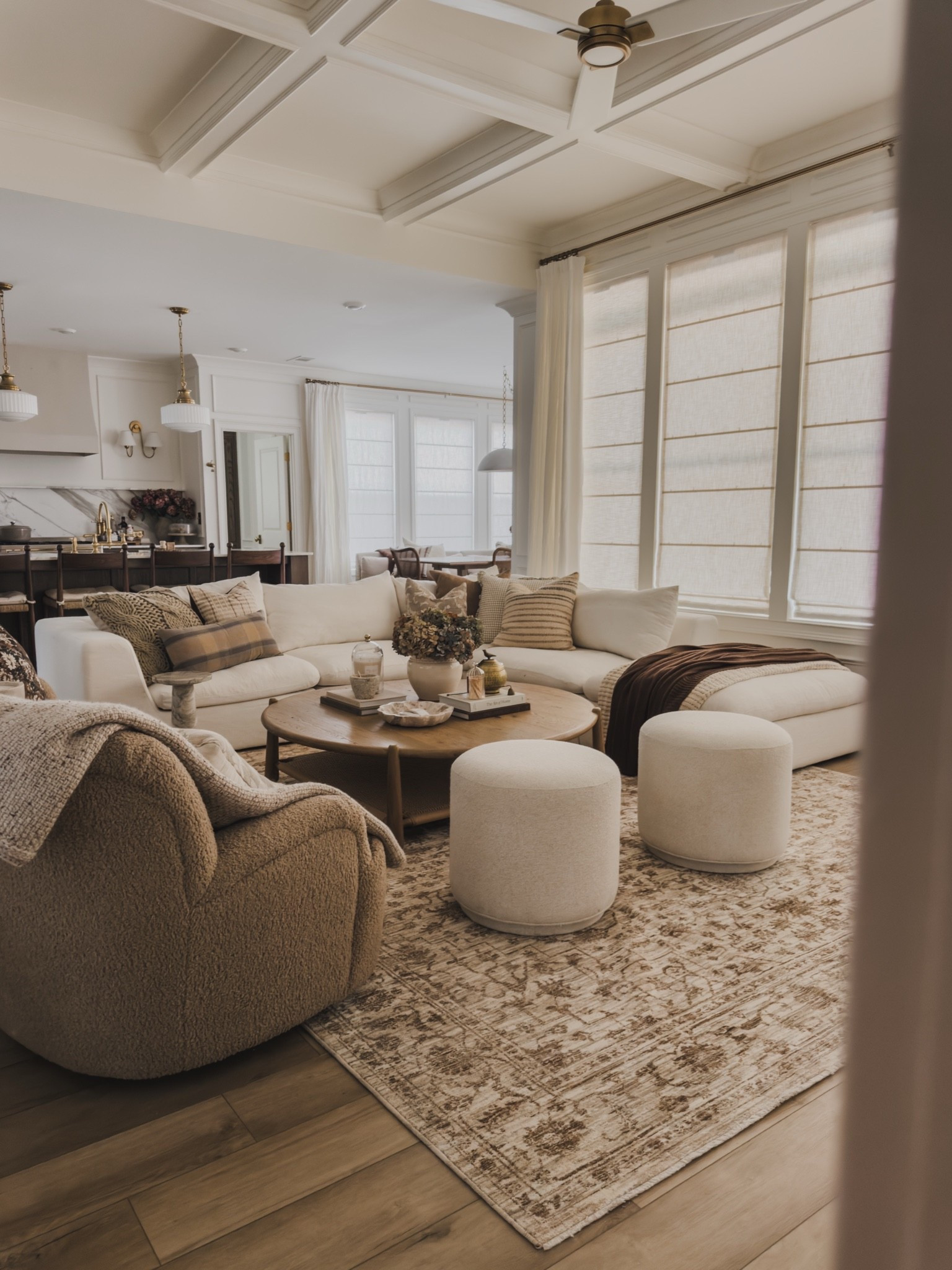 Cozy, collected fall living room refresh! Leaning into warm neutral tones with pattern and texture for a timeless and inviting look!

Home finds, neutral home inspo, collected style, timeless home inspo, living room refresh, fall refresh, vintage inspired area rug, sectional favorites, swivel accent chair, ottoman details, oversized coffee table, cozy throw pillow, linen detial, linen roman shades, kitchen views, fall living room, Wayfair, Castlery, Two Pages, Pottery Barn style, Loloi, Four Hands, Lumens, Chris Loves Julia, shop the look!

#LTKSeasonal #LTKHome