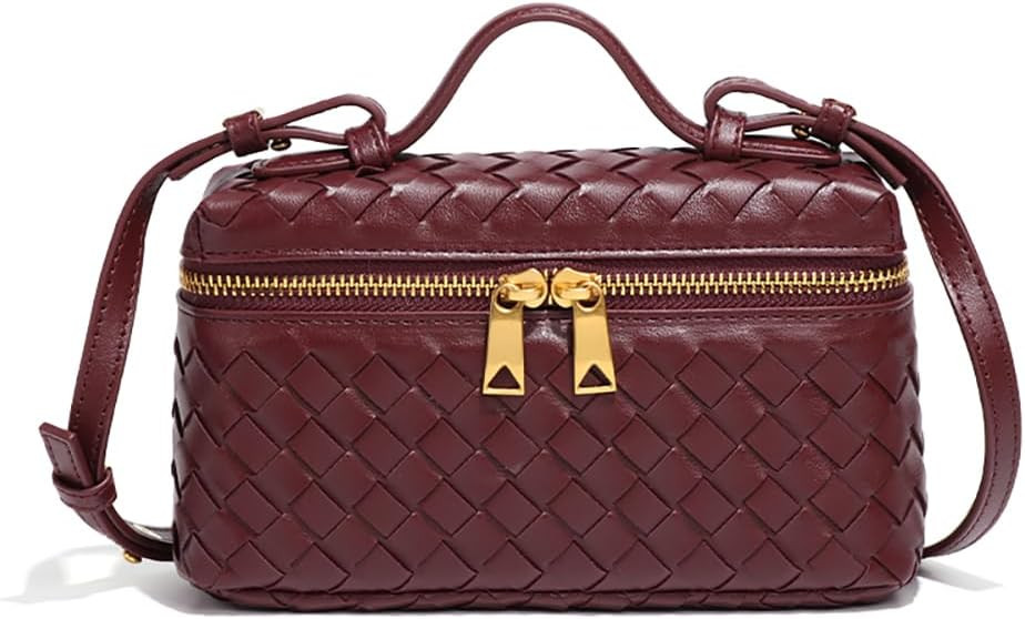 Womens Woven Crossbody Handbag Fashion Leather Top Handle Bag | Amazon (US)