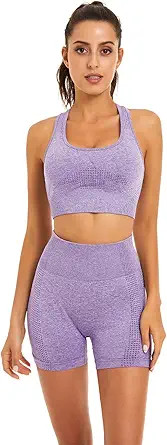 Toplook Women Seamless Yoga Workout Set 2 Piece Outfits Gym Shorts Sports Bra | Amazon (US)