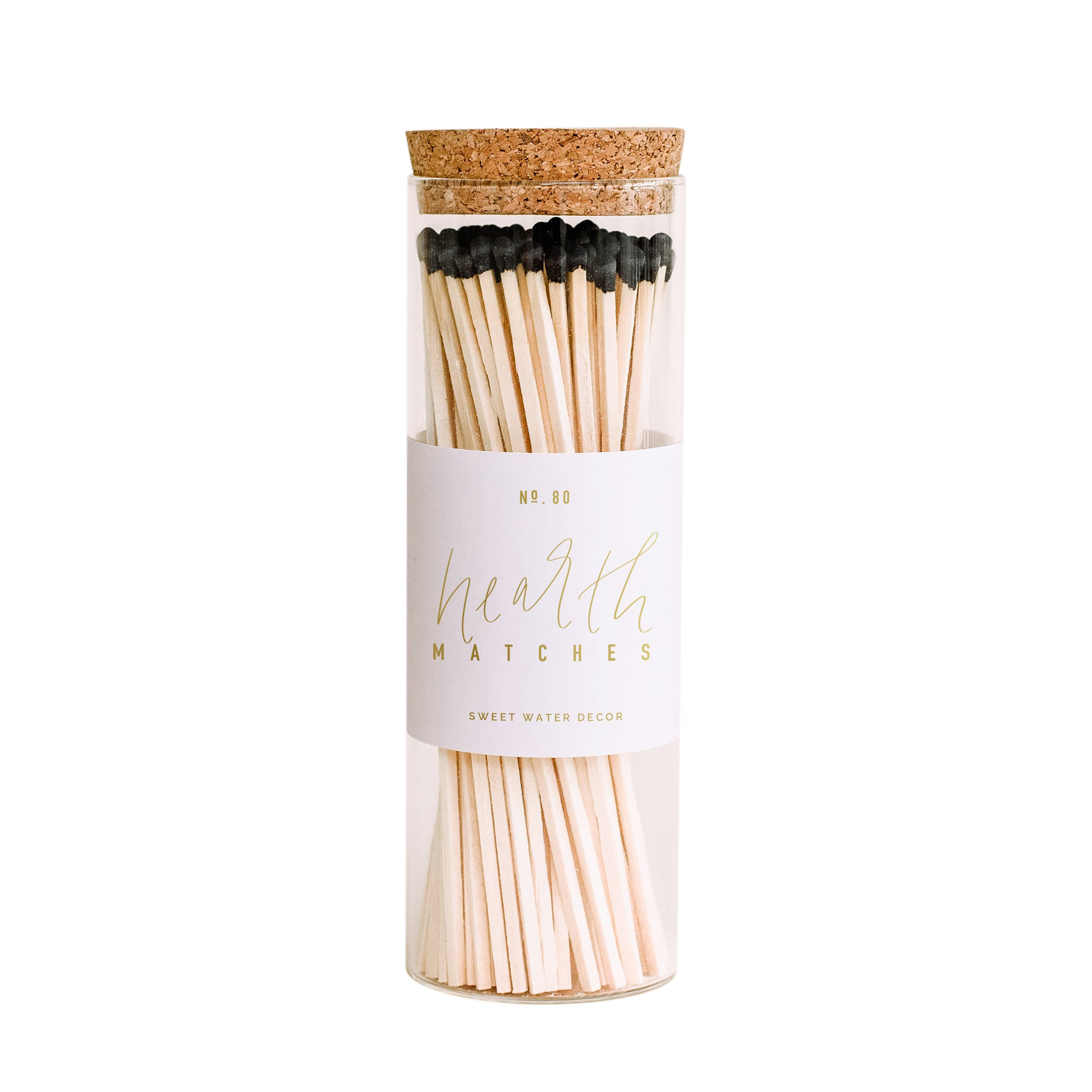 Black Hearth Matches - Glass Jar (7" matchsticks) 80 Count | Sweet Water Decor, LLC