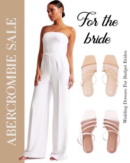 The cutest Abercrombie & Fitch white attire for brides on sale right now!

Nude wedding sandals. Wedding shoes. White chunky heels. White high heels. Bride shoes. Bridal shoes. Bride jumpsuit. Bridal jumpsuit. White jumpsuit. Rehearsal dinner. Engagement party. Bridal shower. Bachelorette party. After party outfit. Reception outfit. 

#LTKsalealert #LTKwedding #LTKSeasonal