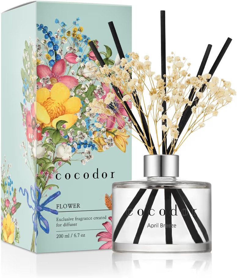 COCODOR Reed Diffuser Set with Preserved Baby's Breath with Sticks/April Breeze / 6.7oz / Scent F... | Amazon (US)