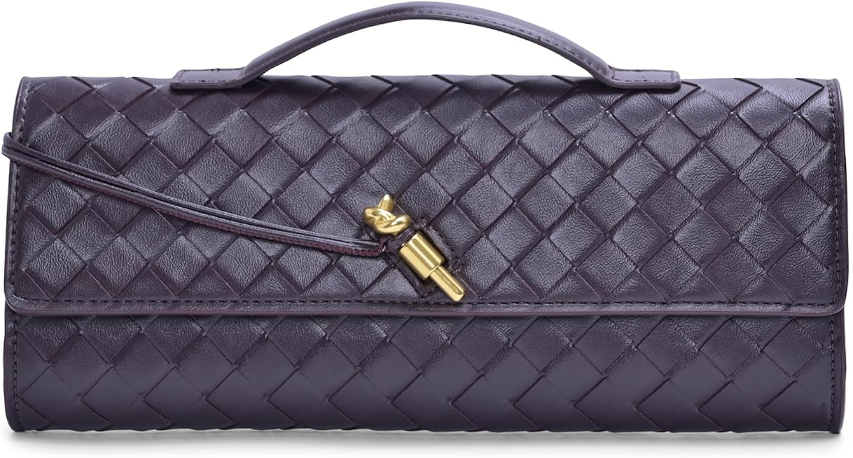 Trendy Woven Evening Clutch Purses for Women Evening Bags Handbags PU Leather Purse with Removabl... | Amazon (US)