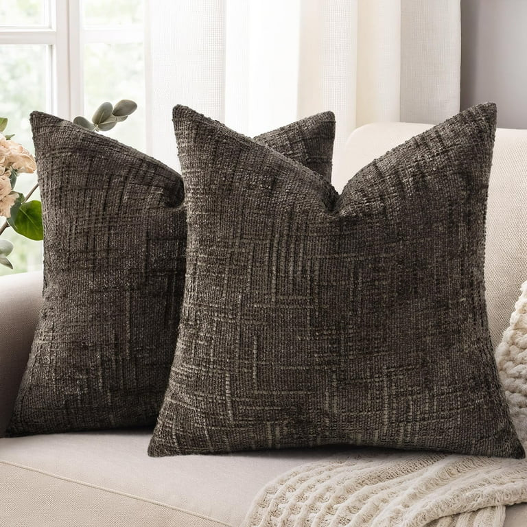 decorUhome Throw Pillow Covers 18x18 Set of 2, Farmhouse Decorative Chenille Pillow Covers for Co... | Walmart (US)