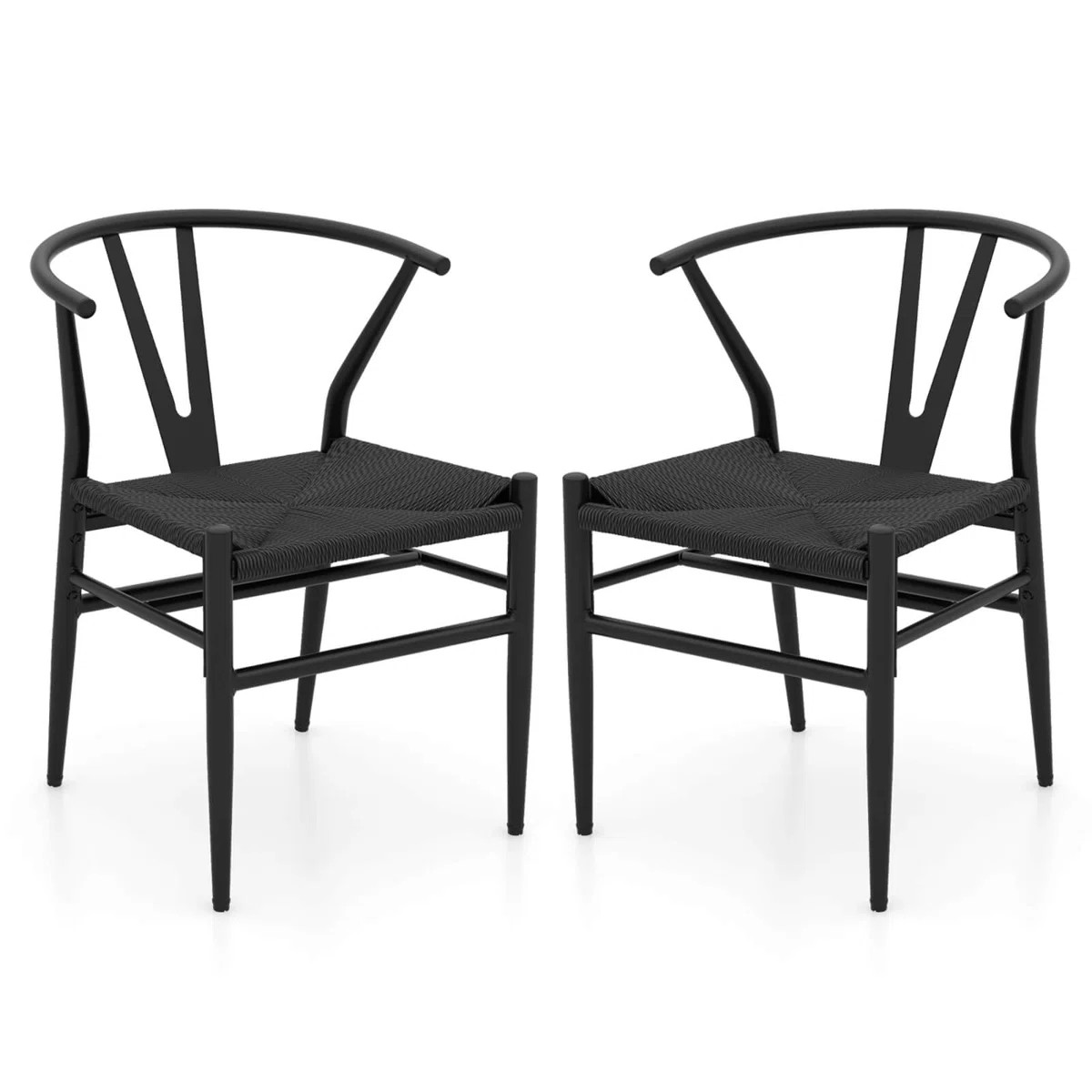 Modern Dining Chair Weave Kitchen Armchairs with Y-Shaped Curved Backrest | Wayfair North America