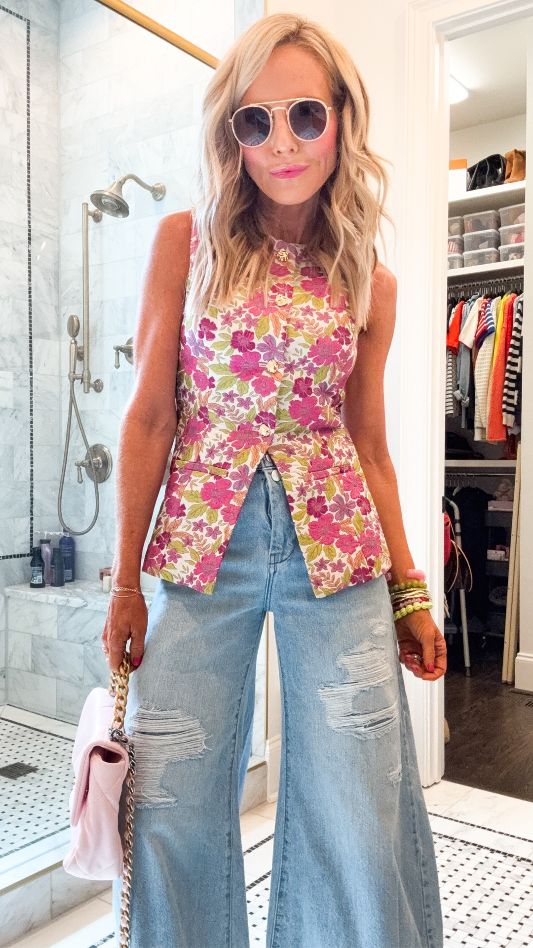 perfect spring vibes in a contemporary way = wearing XS in vest and size 24 in denim •

#LTKootd #LTKgrwm #LTKmomlife