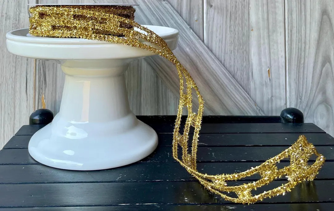 Gold Tinsel Link Regency Wired Ribbon, 1.5 Inch, 10 Yards - Etsy | Etsy (US)