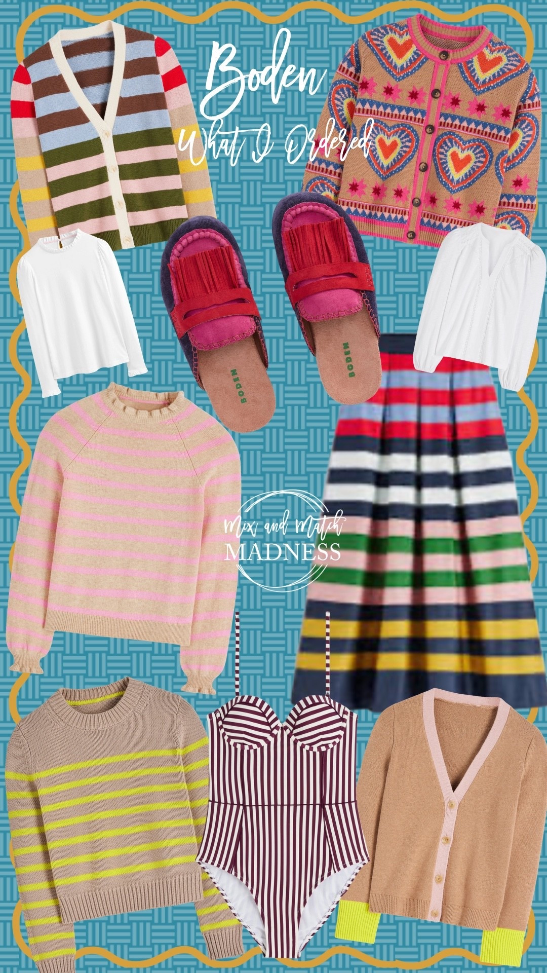 OBSESSED with my new Boden order! Give me ALL of this!! 

Cardigans - xs
Neon Stripe Sweater - small
Camel Pink Stripe - xs
Stripe Skirt - 2
White Tops- 2 
Swimsuit - 34B
Clog - 38



#LTKOver40 #LTKmomlife #LTKdayinmylife