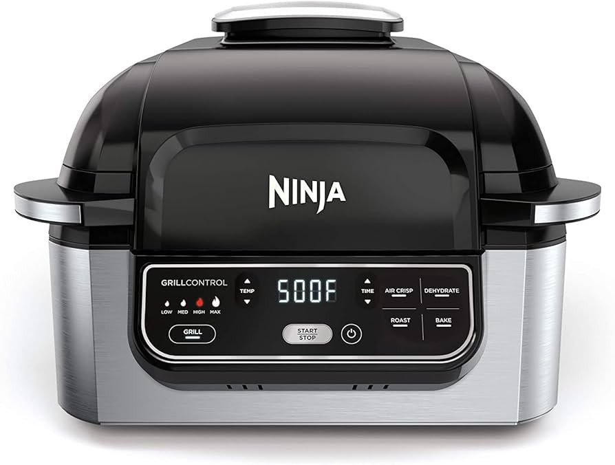 Ninja AG301 Foodi 5-in-1 Indoor Grill with Air Fry, Roast, Bake & Dehydrate, Black/Silver, 4-Quar... | Amazon (US)