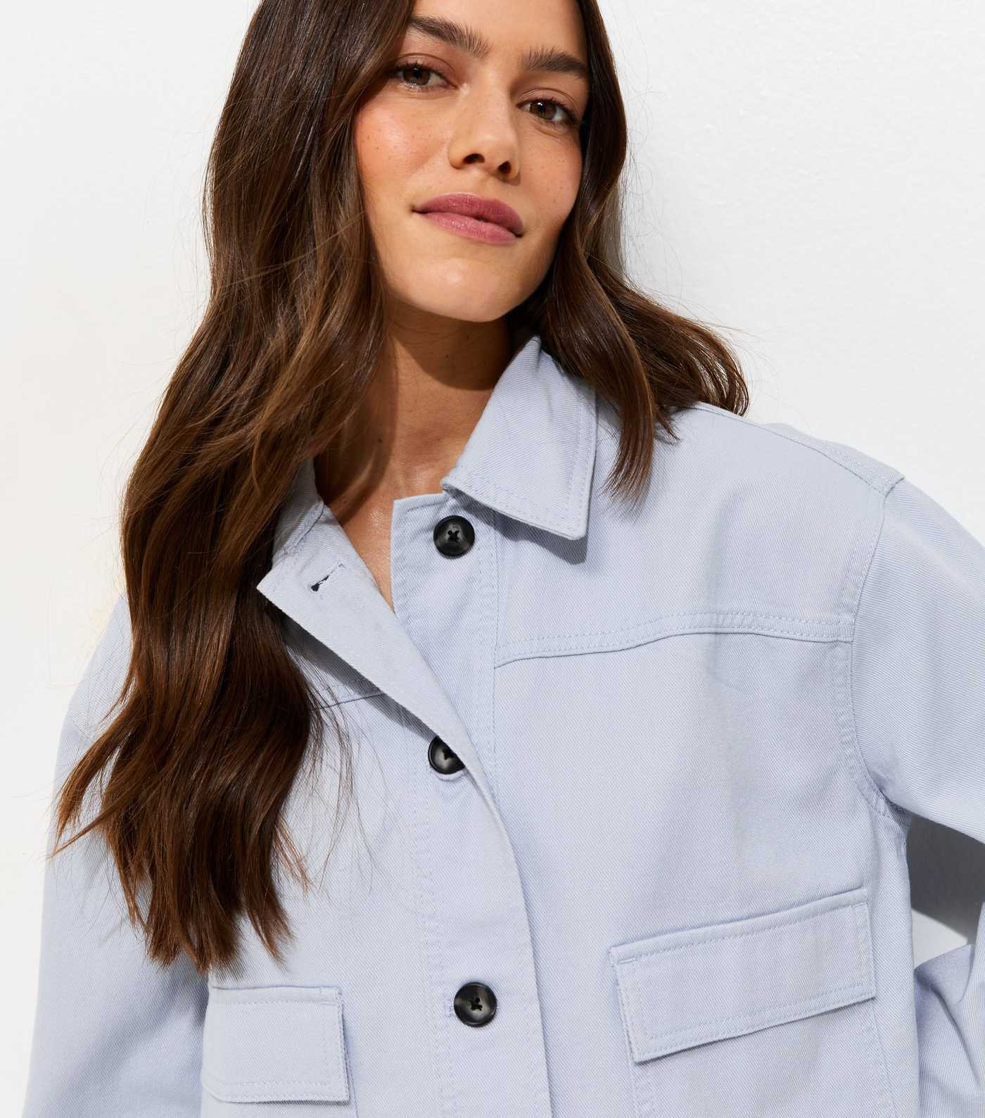 Petite Light Blue Boxy Cotton Shacket | New Look | New Look (UK)