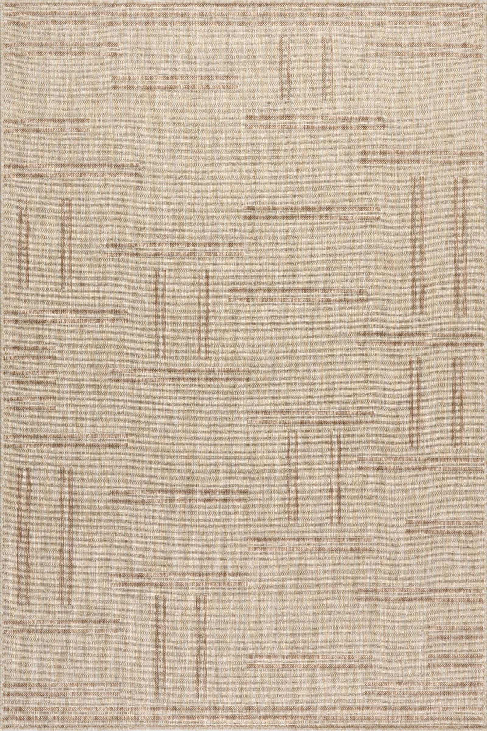 Anaya Perpendicular Lines Indoor/Outdoor Rug | Light Beige | Rugs USA
