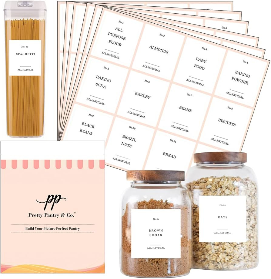 Pretty Pantry & Co Minimalist Kitchen & Pantry Labels, Pre-Printed Labels for Pantry, Pack of 96 ... | Amazon (UK)