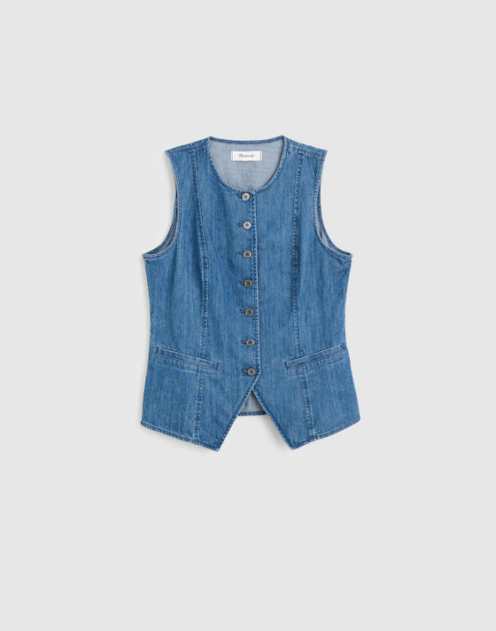 Denim Crewneck Cutaway Vest Top | Madewell