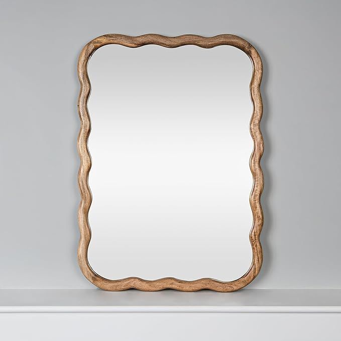Best Home Fashion Solid Mango Wood Wavy Frame Rectangular Wall Mirror 22 Inch x 31.25 Inch, Bedro... | Amazon (US)