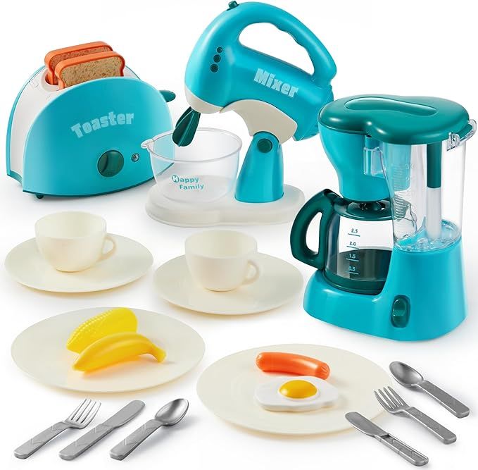 Joyin Play Kitchen Toys, Pretend Play Kitchen Appliances Toy Set with Coffee Maker, Mixer, Toaste... | Amazon (US)