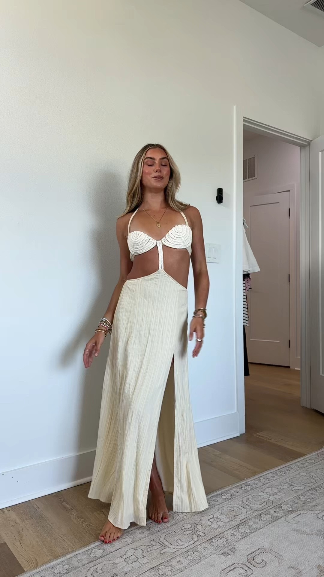@12th Tribe size xs code is SLOANEFES10. Sheeesh we know, festival season made us do it. Don't sweat this dancing season in the Bella Donna Cream Braided Maxi Dress. You deserve dramatic side cutouts, braided rope cups, and leg slits because its always always fashion and comfort from us to you

#LTKootd #LTKWedding #LTKSaleAlert