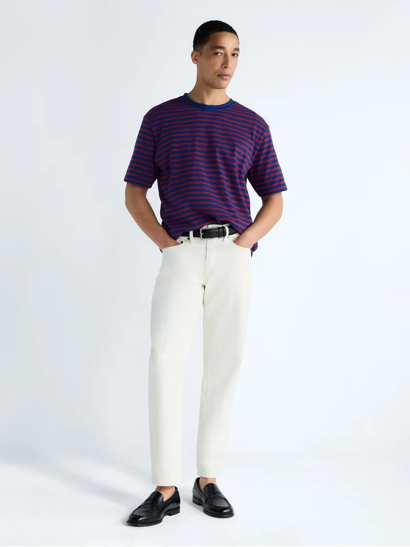 Free Assembly Striped Relaxed Heavyweight Tee with Short Sleeves, Sizes XS-3XL | Walmart (US)