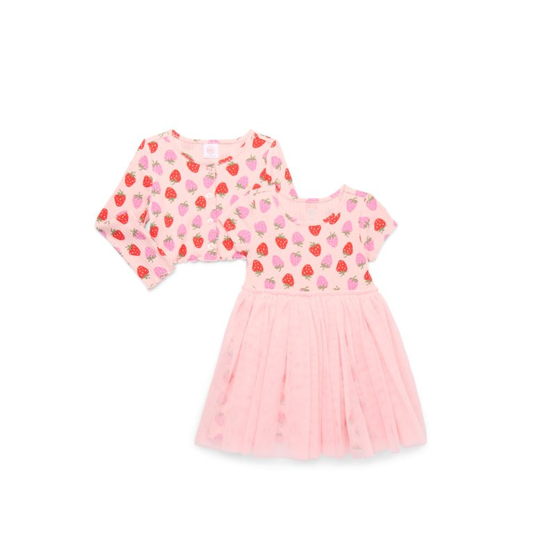 Wonder Nation Toddler Girls Tutu Dress and Cardigan Set, 2-Piece, Sizes 12M-5T - Walmart.com | Walmart (US)