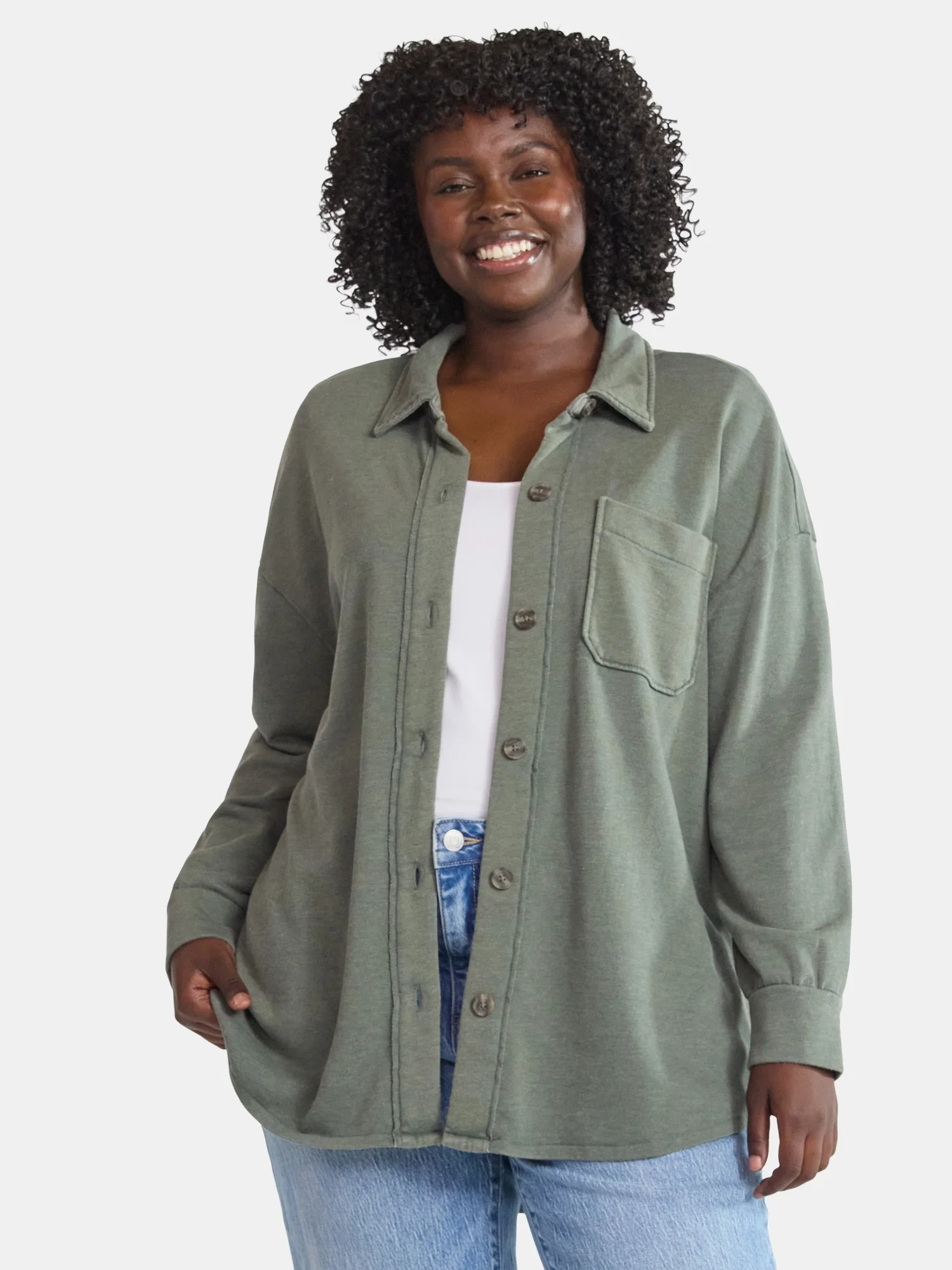 Terra & Sky Women's Plus Knit Shacket, Sizes 0X-5X | Walmart (US)