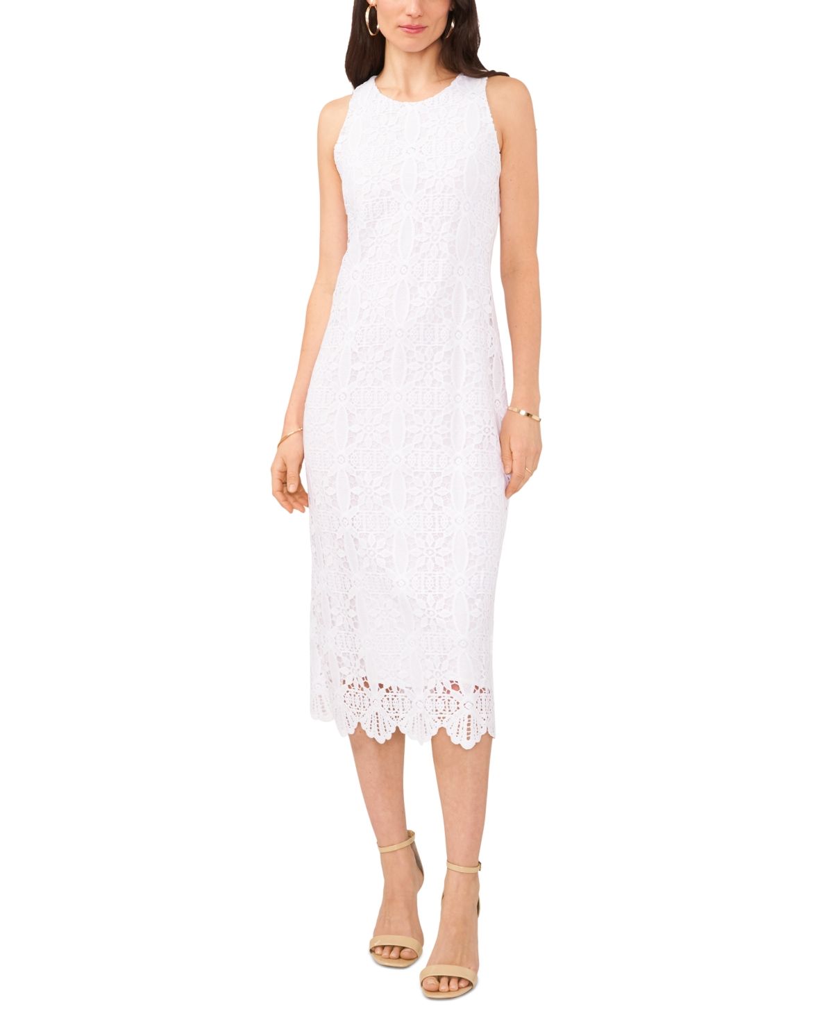 Vince Camuto Women's Fitted Lace-Overlay Sleeveless Dress | Macys (US)