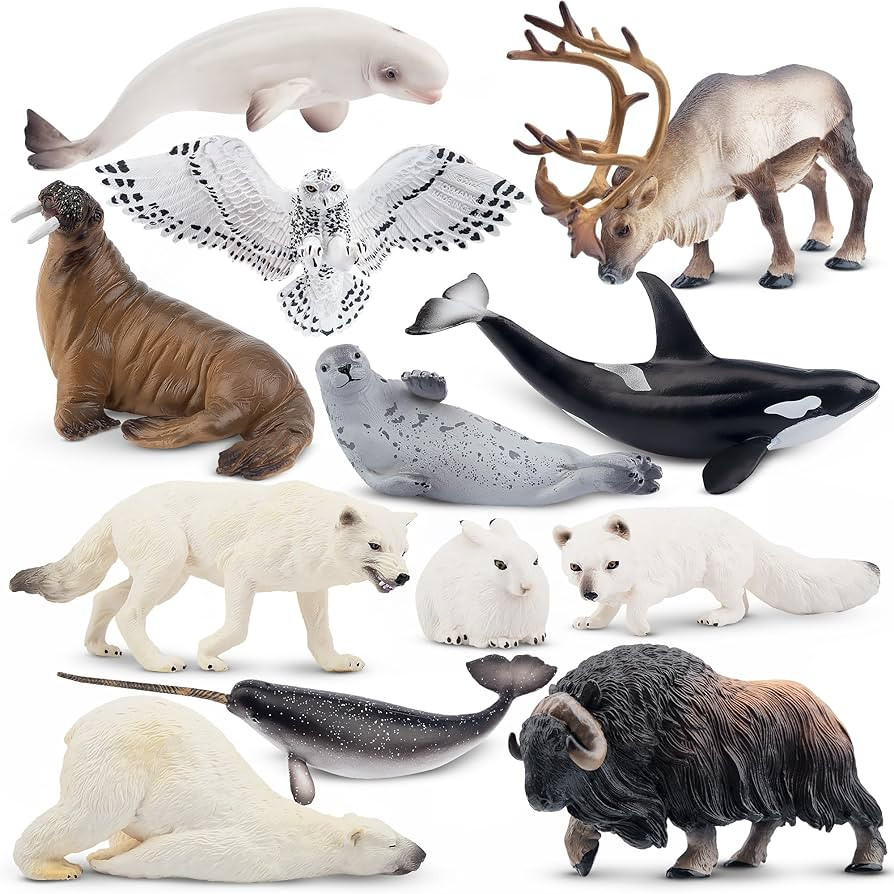 Toymany 12PCS 4-7" Large Polar Animals Figurines, Plastic Arctic Animal Toy Preschool Set Include... | Amazon (US)