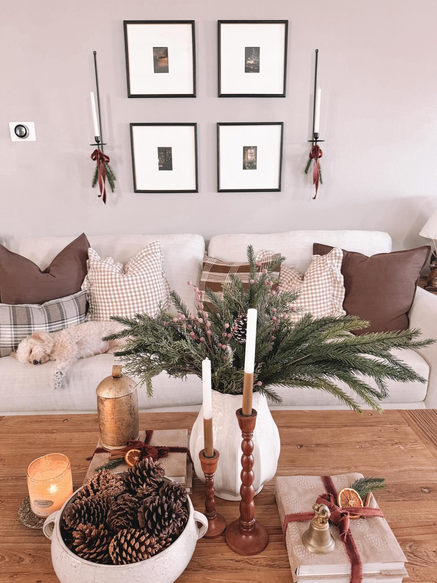 Sharing a few stills of part of the living room with you today. 
I found a set of vintage Santa mugs and a punch bowl yesterday for a steal so I’ll be working on that today. I’ll share a sneak peak in stories later. The house has been decorated for a month now and I have enjoyed every minute decorating and enjoying the glow at night. I just need this month to slow down so I can enjoy it a little longer! 

#christmastime #christmasdecor #christmastable