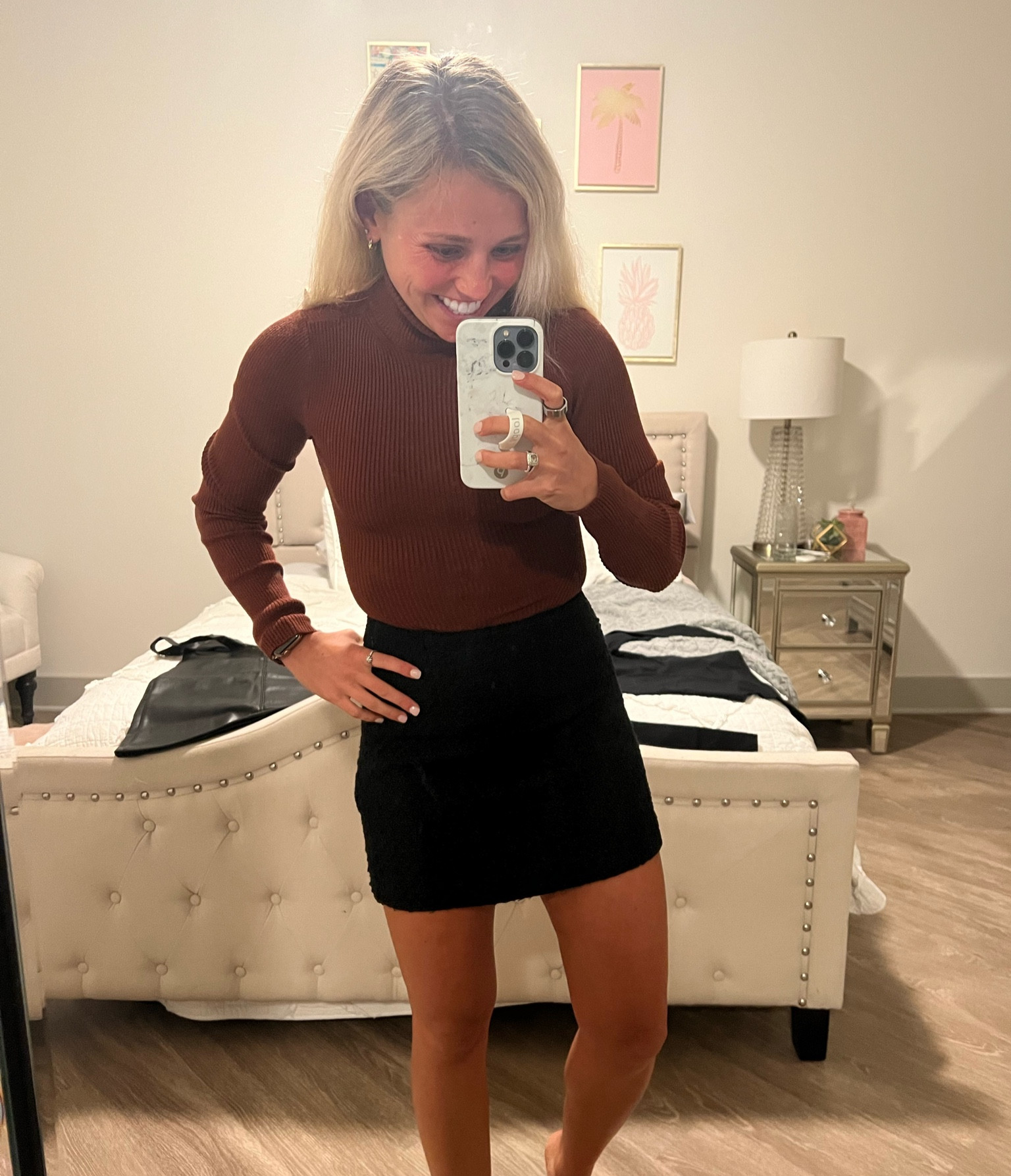 Tweed black skirt & ribbed sweater bodysuit from Abercombie!