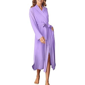 Ekouaer Robes for Women Long Sleeve Knit Kimono Bathrobe Soft Lightweight Loungewear Ladies Cotto... | Amazon (US)