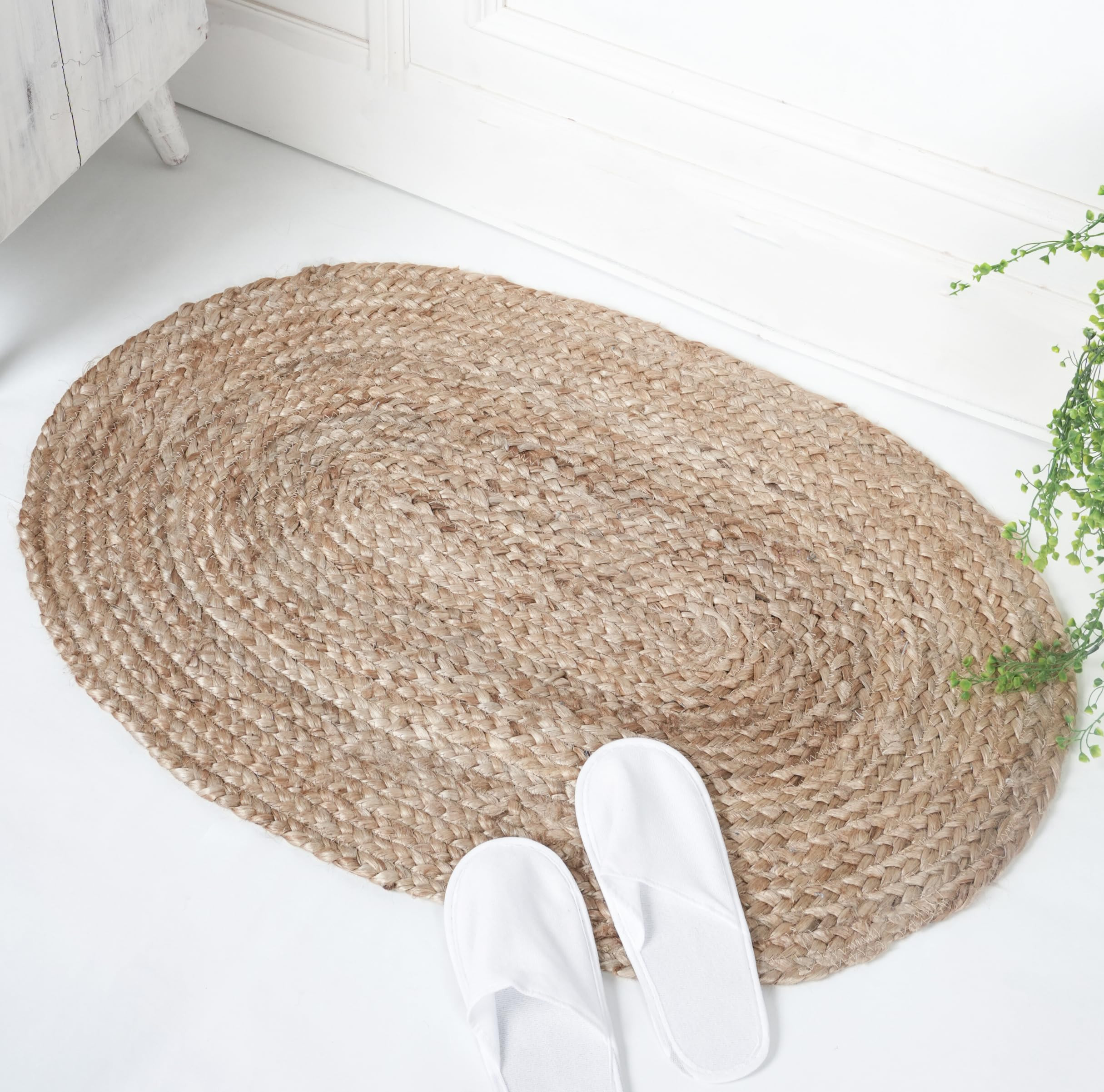 RAJRANG Natural Jute Rug 2'x 3' Oval Reversible Rigo Area Rugs for Bedroom, Kitchen, Living Room | Amazon (US)
