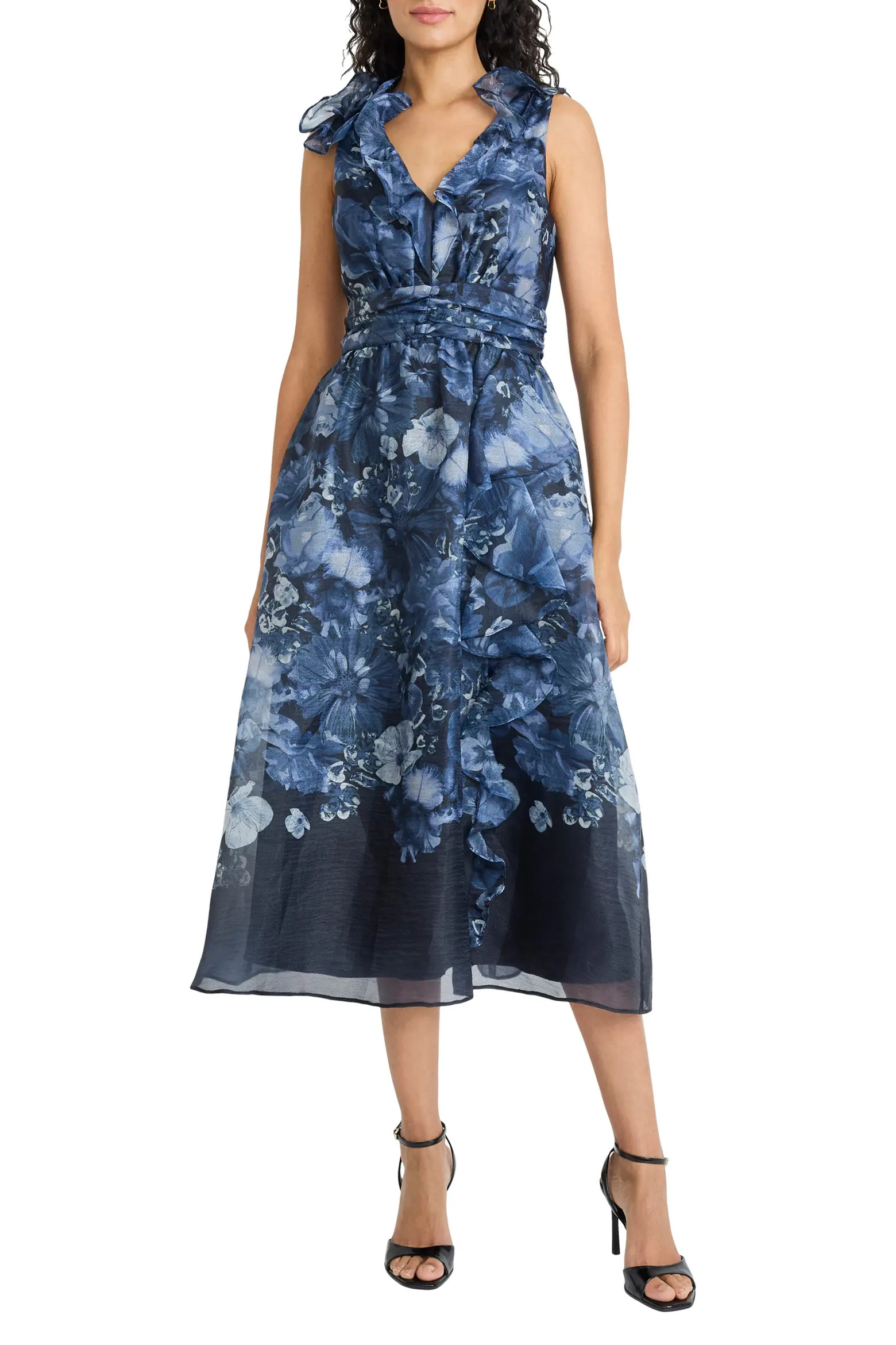 Ruffle V-Neck Organza Cocktail Dress (Women) | Nordstrom | Nordstrom