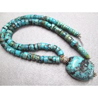 Southwestern Genuine Turquoise Necklace>Turquoise Necklace, Real Turquoise Necklace, Southwestern Necklace, Turquoise Heishi Necklace | Etsy (US)